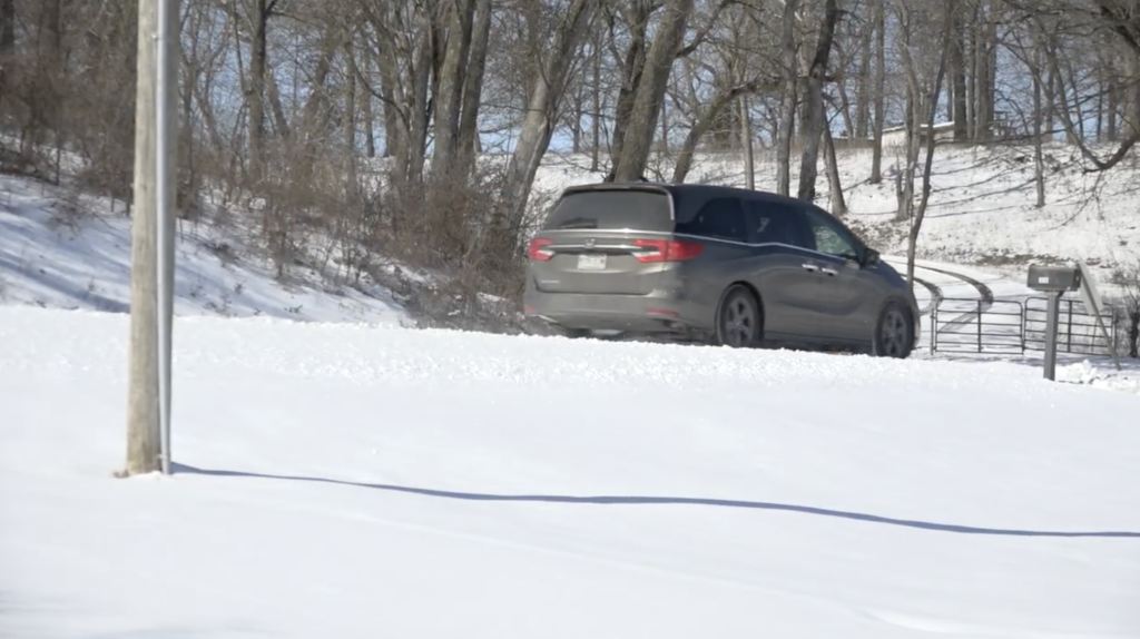 Vehicle driving in snow